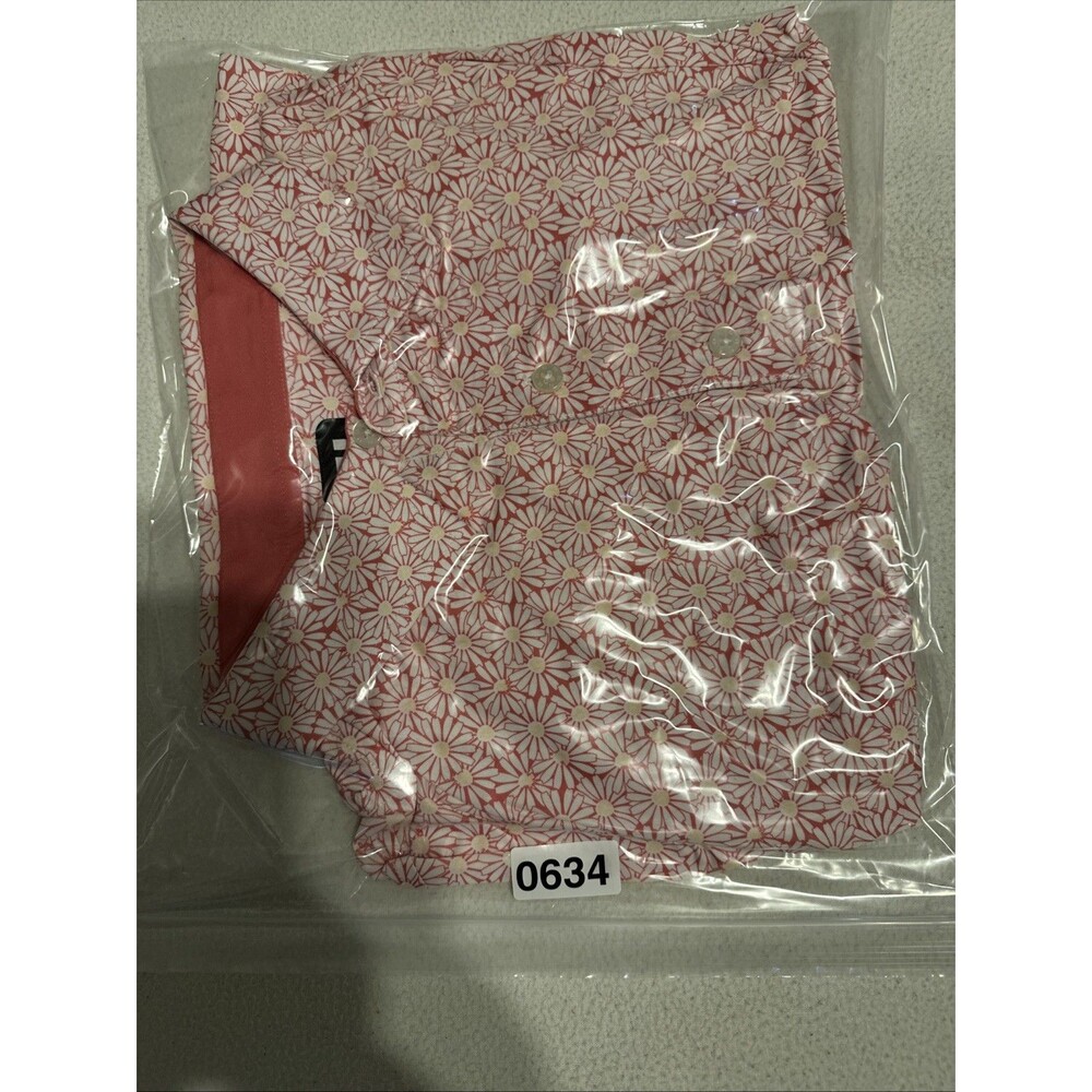 FJ FootJoy Polo Shirt Mens Size XL Samon Floral Print Golf Performance Stretch - Picture 14 of 14